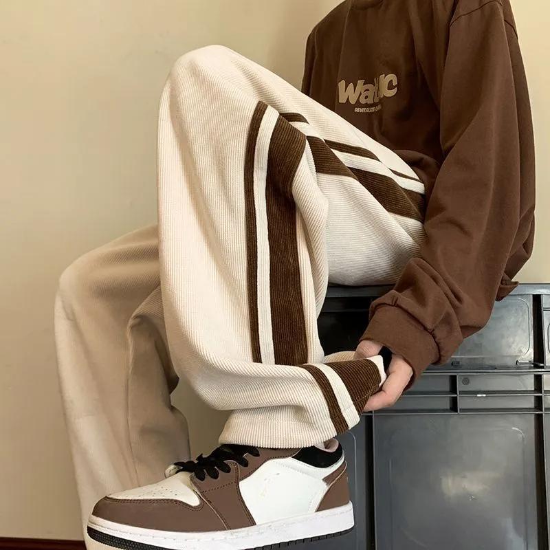 Striped Corduroy Pants with Sweatshirt for a Casual Winter Look — Winter Streetwear Outfits
