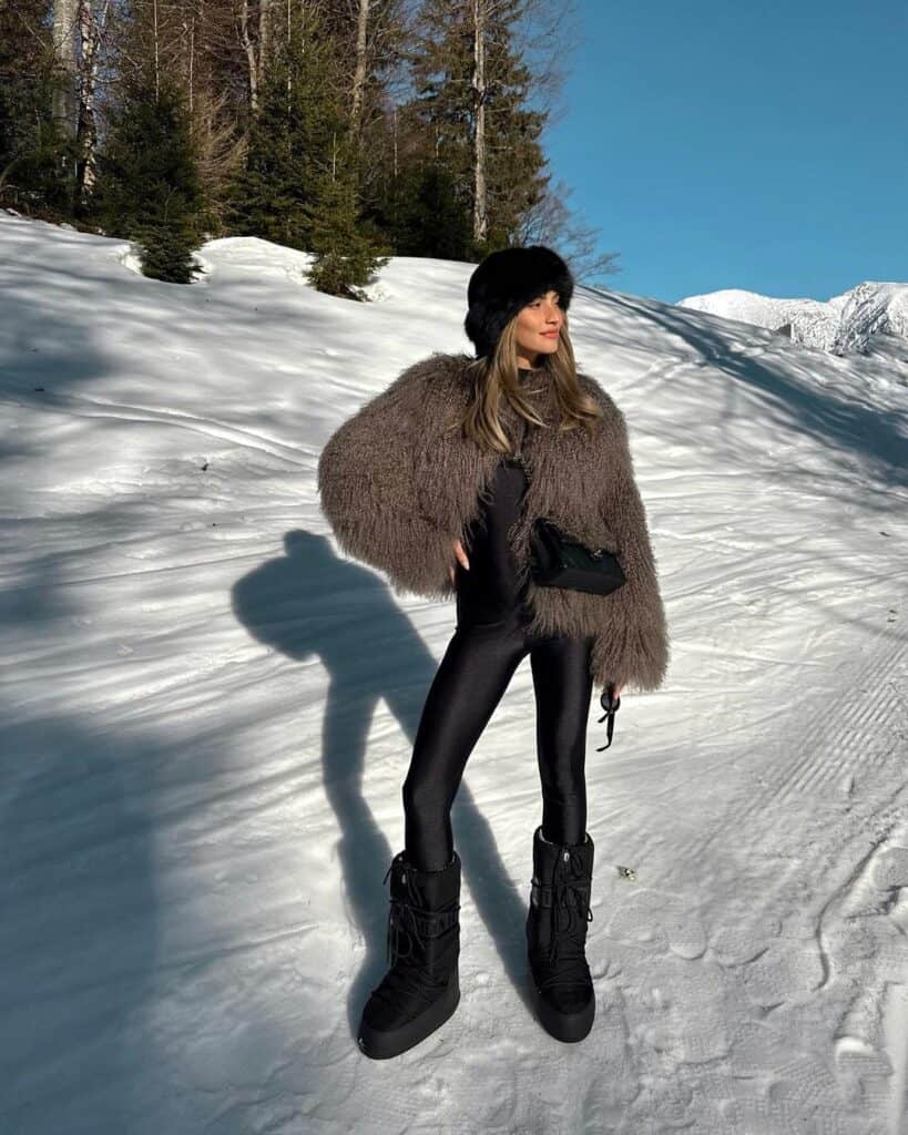 Dramatic Shaggy Fur Jacket for Winter Resorts — Europe Winter Outfits