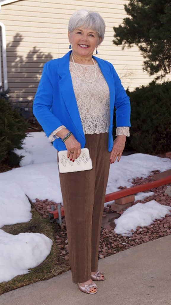 Vibrant Blue Blazer for an Elegant Evening Look — Winter Outfits for Women Over 60