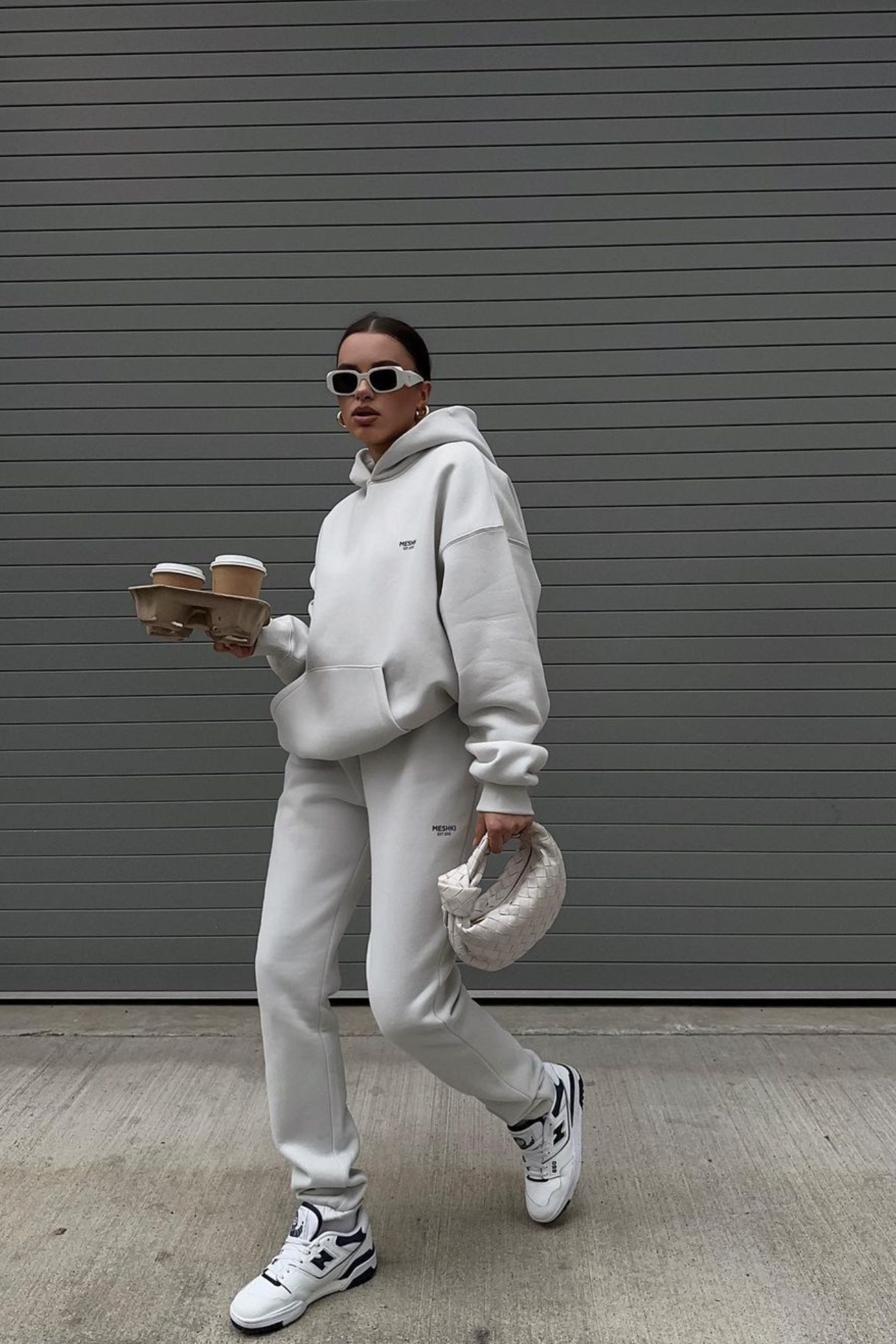 Monochromatic Grey Hoodie and Sweatpants Set Monochromatic Grey Hoodie and Sweatpants Set — Hoodie Outfits
