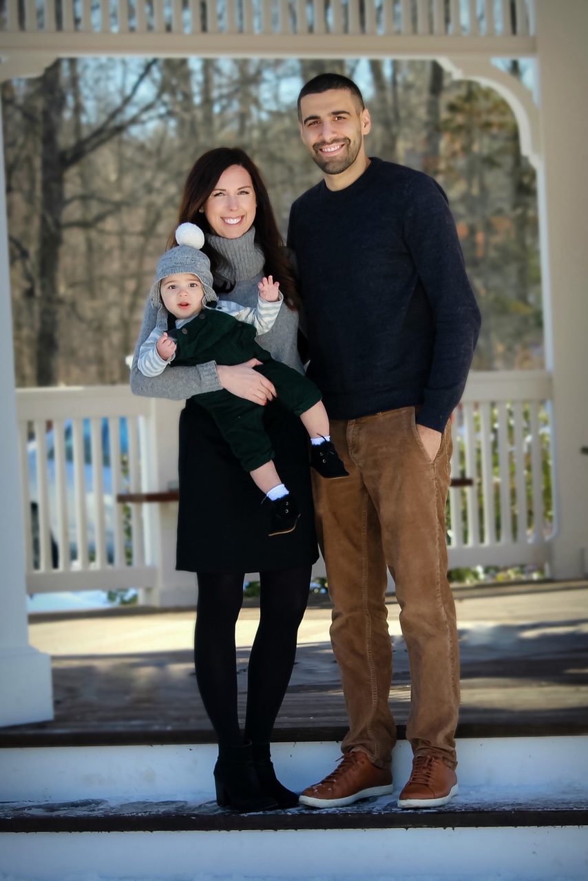 Layered Casual Winter Styles with Overalls and Knitwear Layered Casual Winter Styles with Overalls and Knitwear — Winter Family Photo Outfits