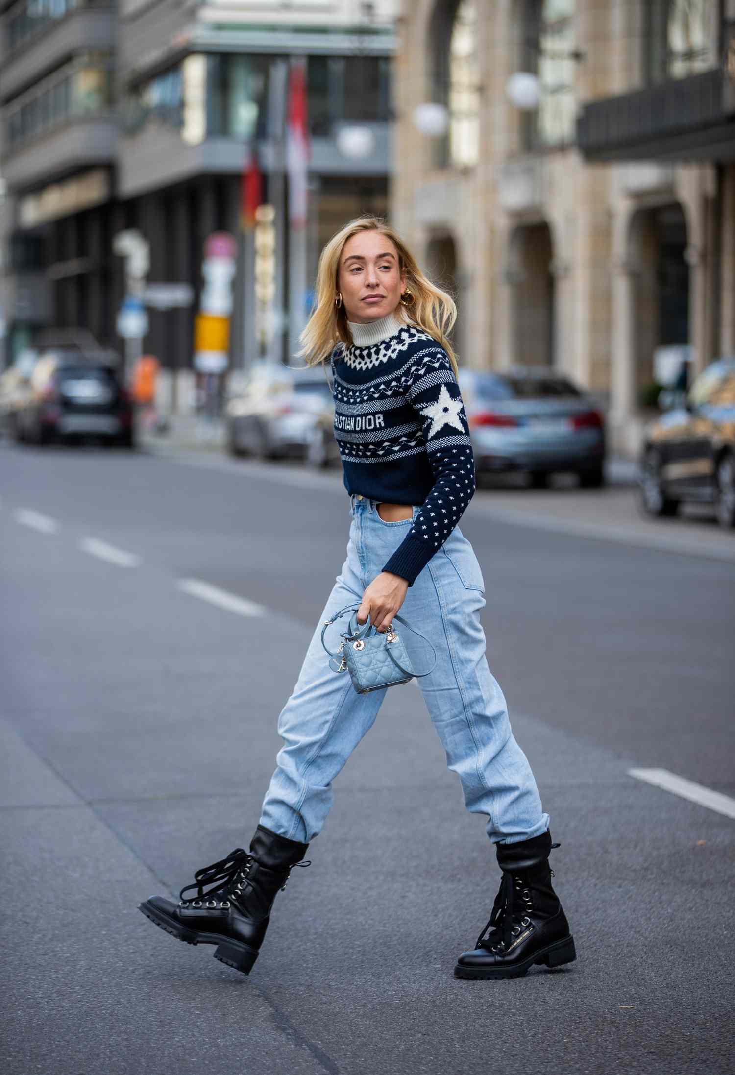 Combat Boots with Patterned Sweater and Jeans Combat Boots with Patterned Sweater and Jeans — Combat Boots Outfits