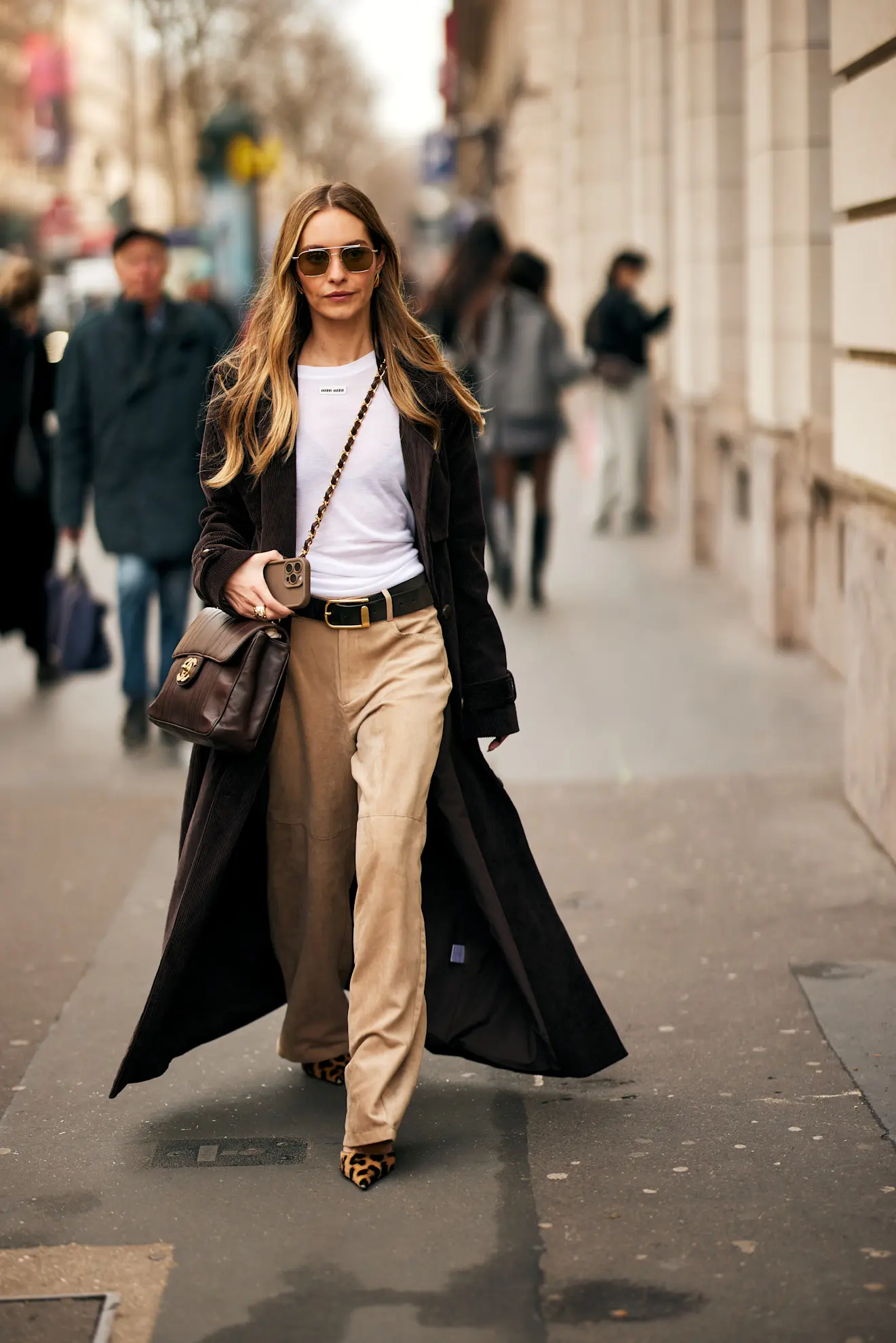 Sophisticated City Ensemble with Leopard Print Heels — Paris Winter Outfits