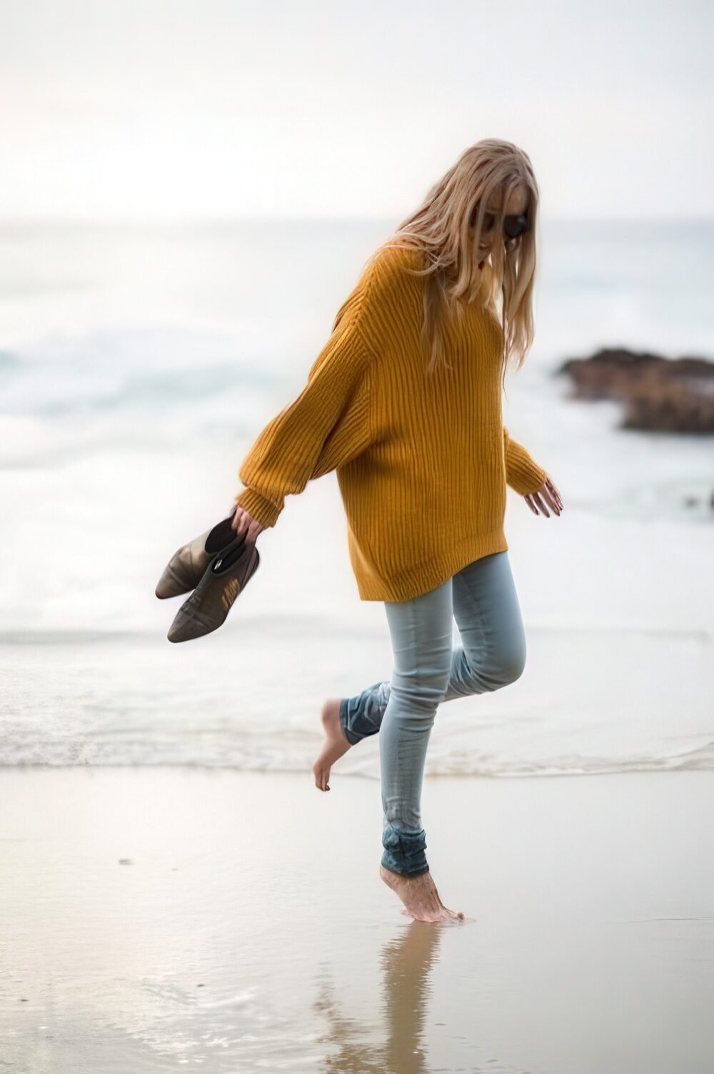 Striped Oversized Sweater Dress with Matching Boots — Oversized Sweater Outfits