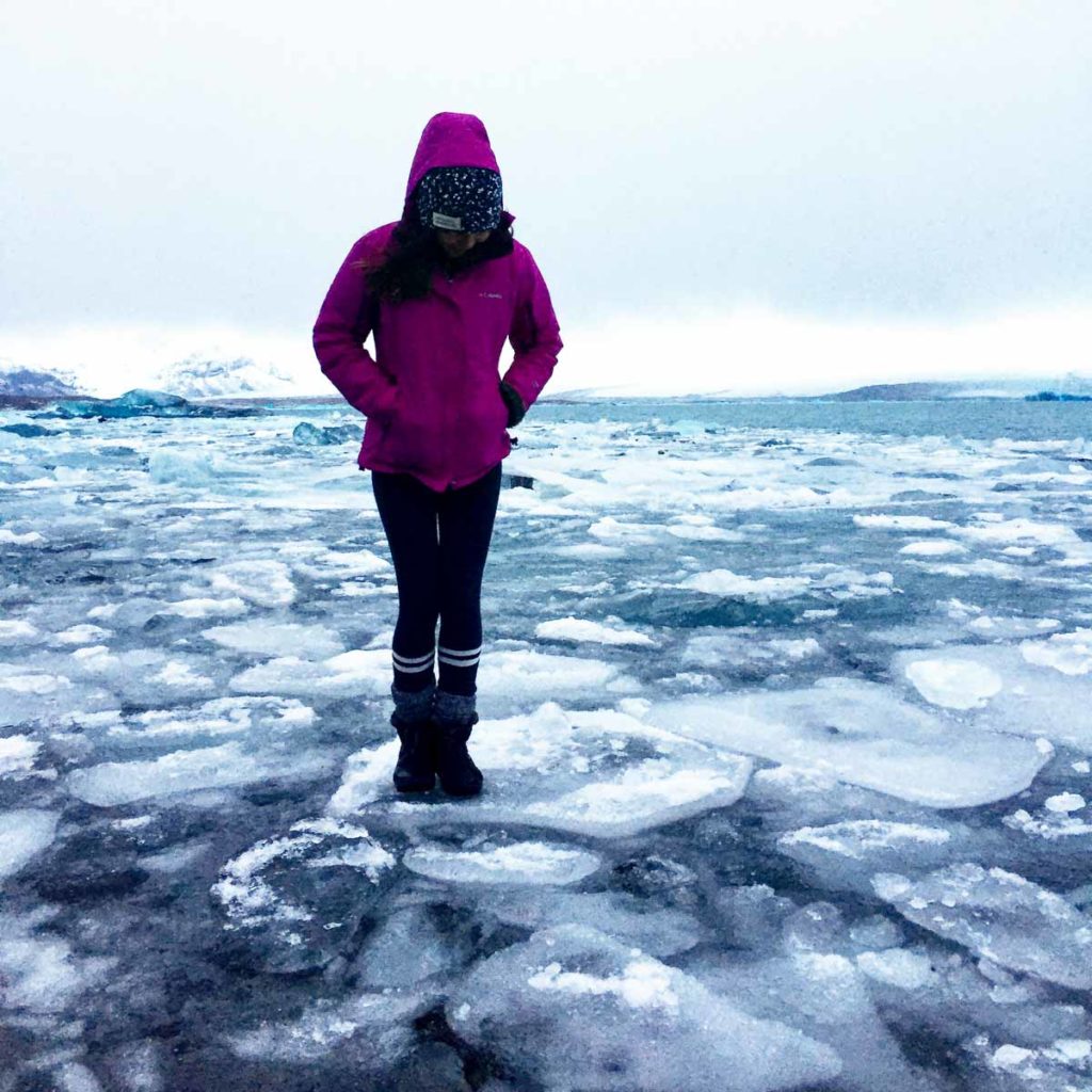 Vibrant Purple Jacket for Ice Lagoon Adventure — Iceland Winter Outfits