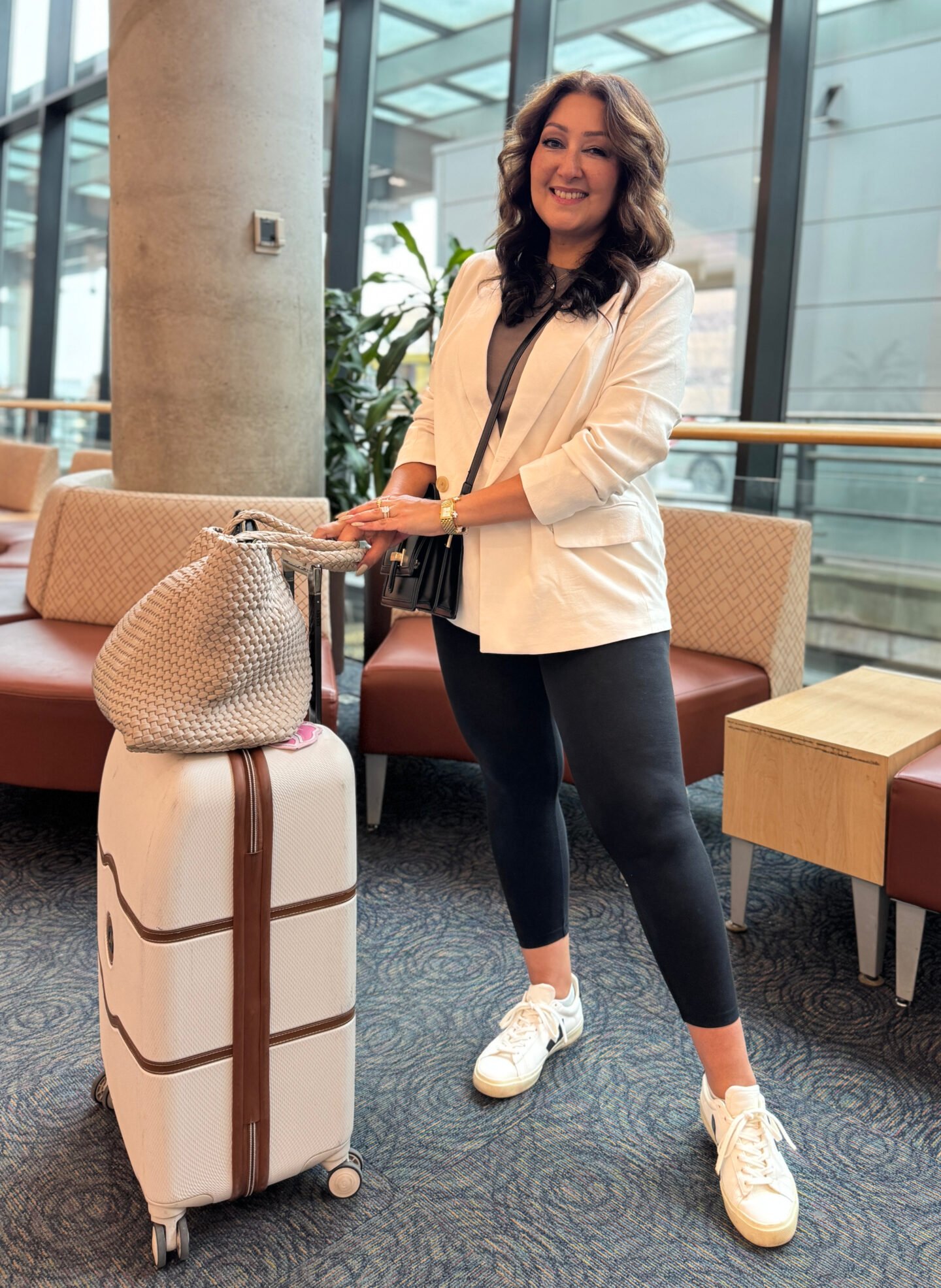 Crisp White Blazer for a Polished Airport Ensemble Crisp White Blazer for a Polished Airport Ensemble — Winter Airport Outfits