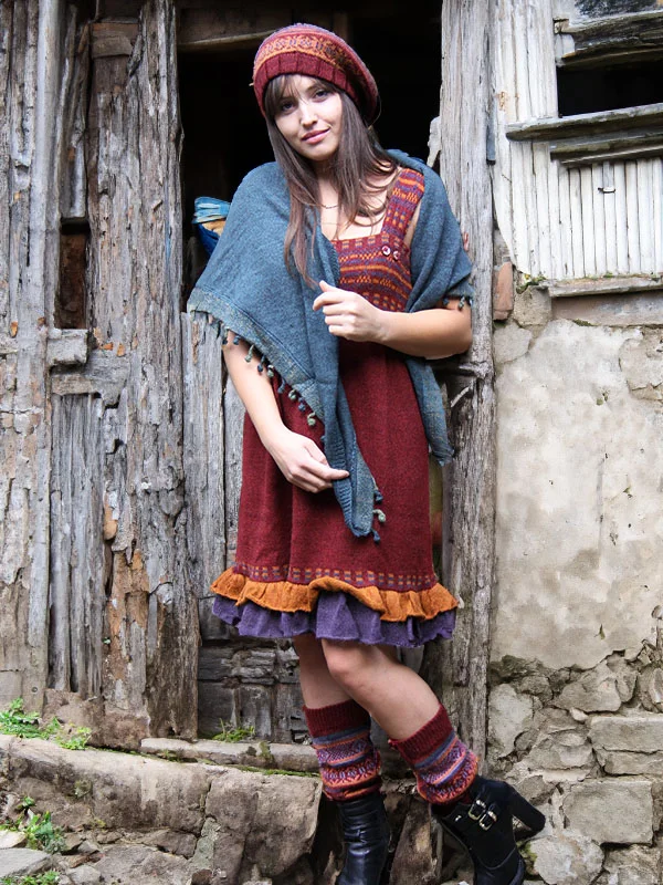 Bohemian Rhapsody: Patterned Leg Warmers with a Ruffled Dress — Leg Warmers Outfits