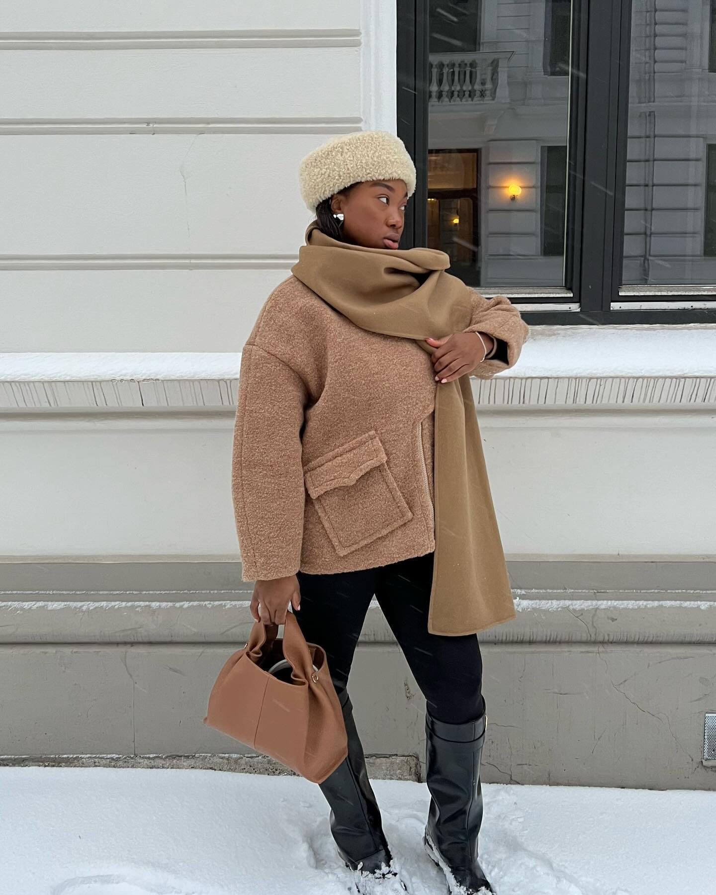 Teddy Jacket with Fluffy Hat and Scarf — Cold Weather Outfits