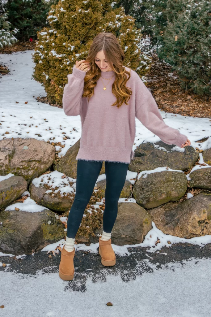Fuzzy Sweater and Leggings with Uggs — Ugg Boots Outfits