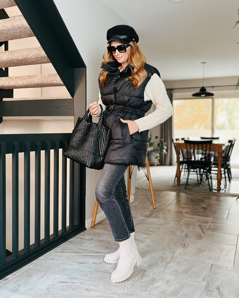 White Platform Boots Outfit Idea White Platform Boots Outfit Idea — Puffer Vest Outfits