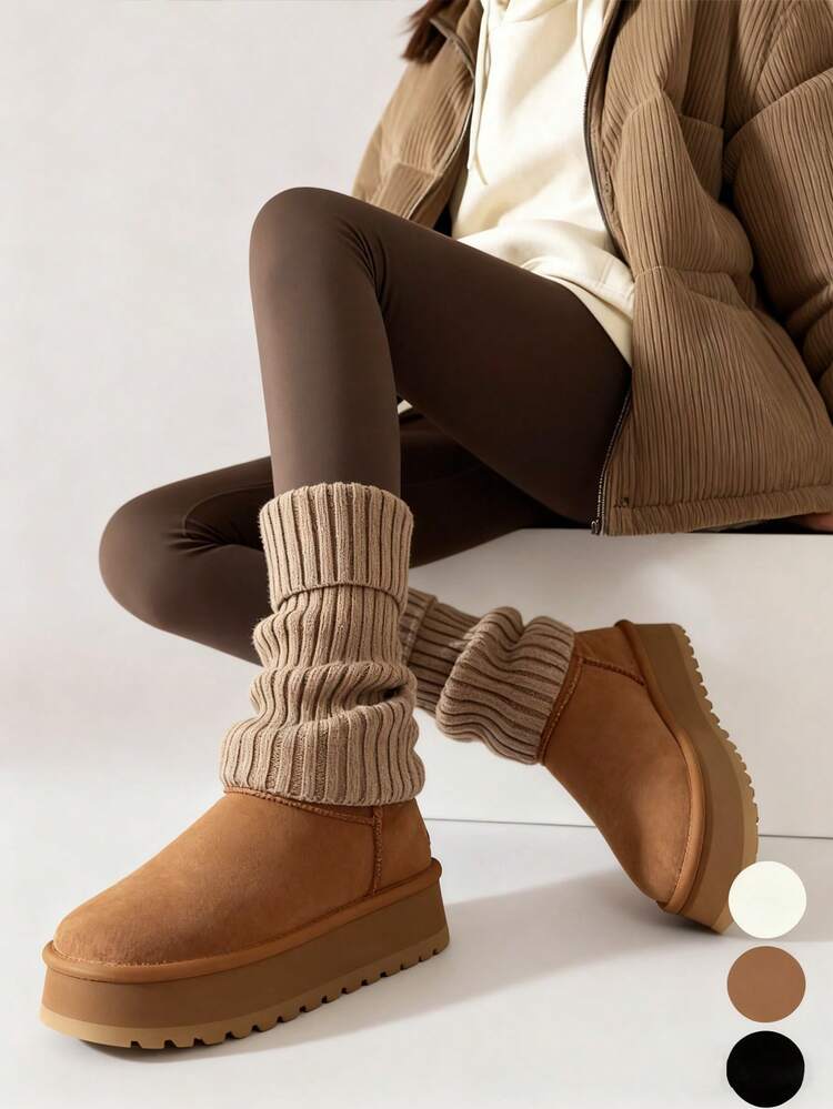 Platform Boots with Leg Warmers — Winter Boots Outfits