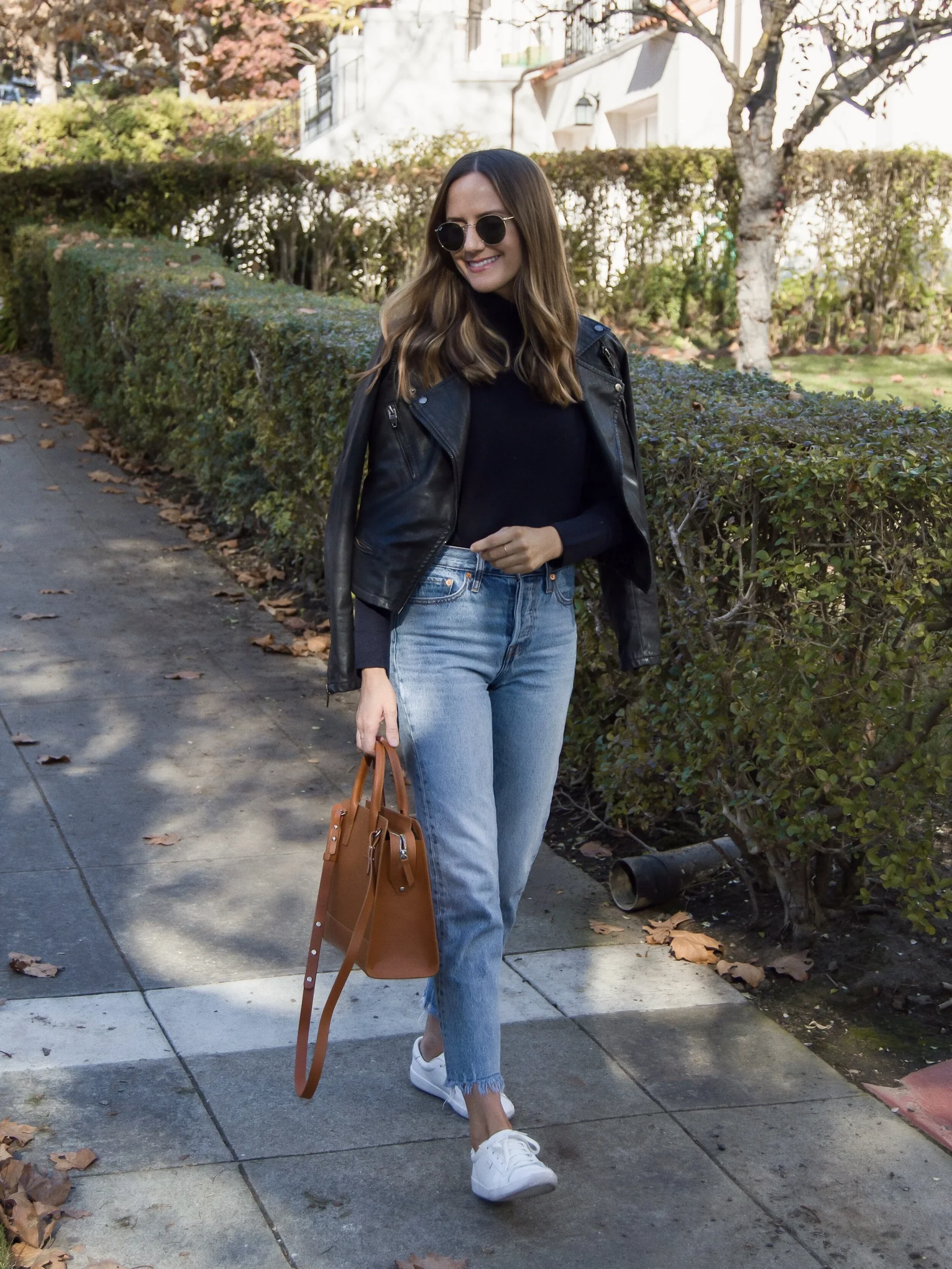 Edgy Casual: Black Turtleneck with Leather Jacket and Jeans Edgy Casual: Black Turtleneck with Leather Jacket and Jeans — Turtleneck Outfits