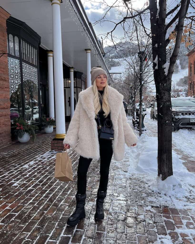 Cozy Cream Faux Fur Coat for City Exploration — Europe Winter Outfits