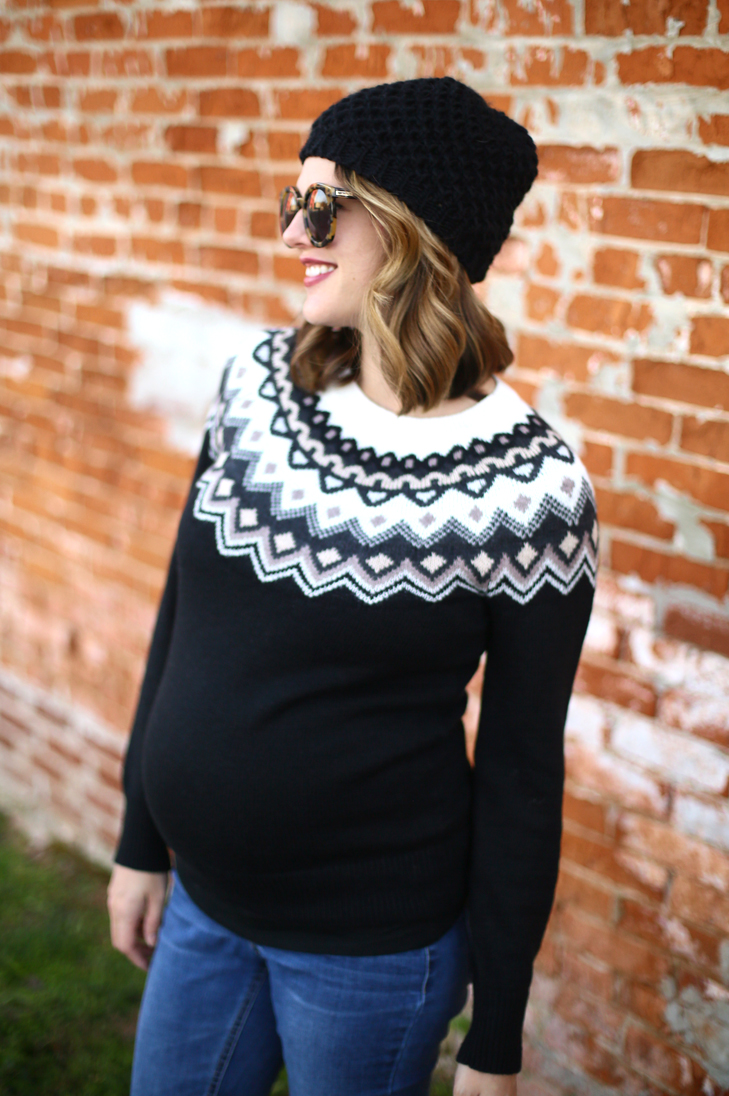 Black Fair Isle Sweater with Pink Accents Black Fair Isle Sweater with Pink Accents — Fair Isle Sweater Outfits