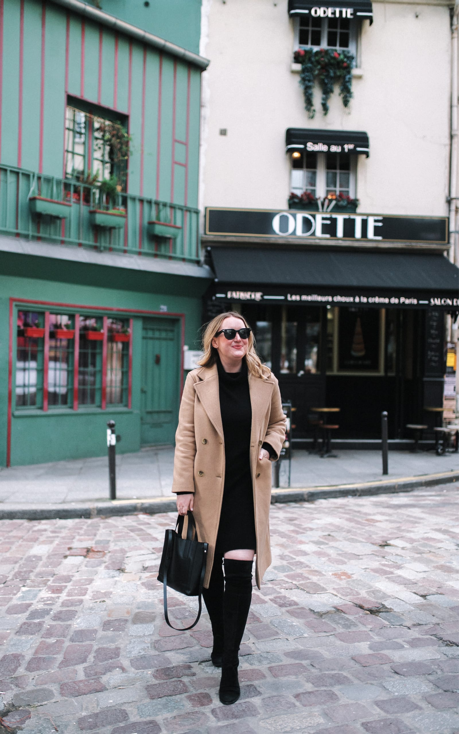 Timeless Camel Coat over a Turtleneck Dress — Paris Winter Outfits