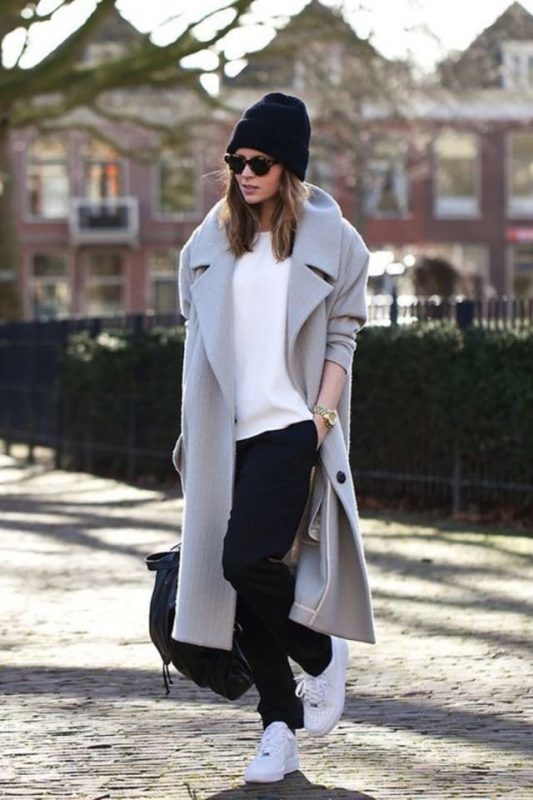 Monochromatic Grey and Black with Double-Breasted Coat — Cold Weather Outfits
