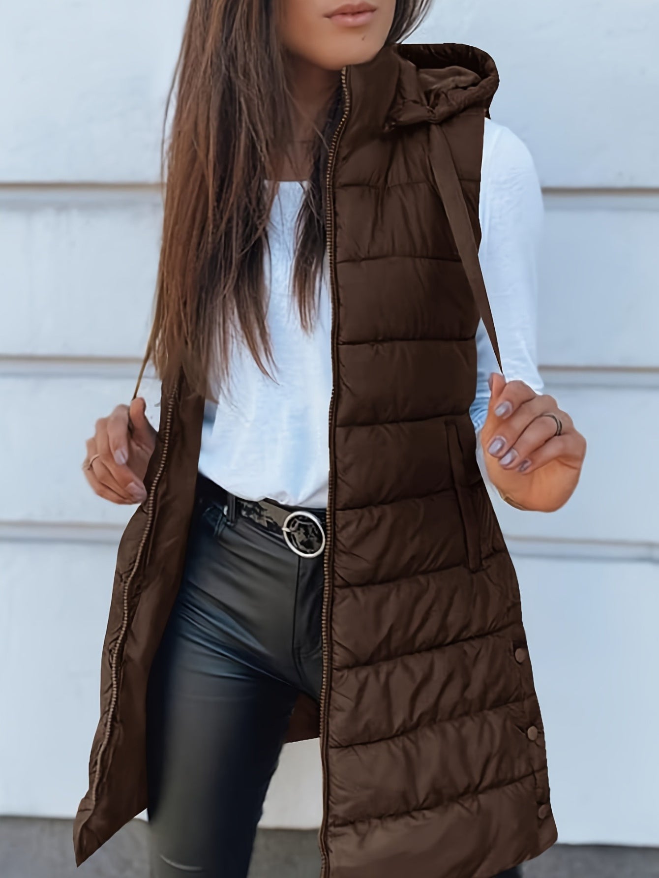 Longline Puffer Vest for a Chic Casual Ensemble Longline Puffer Vest for a Chic Casual Ensemble — Puffer Vest Outfits