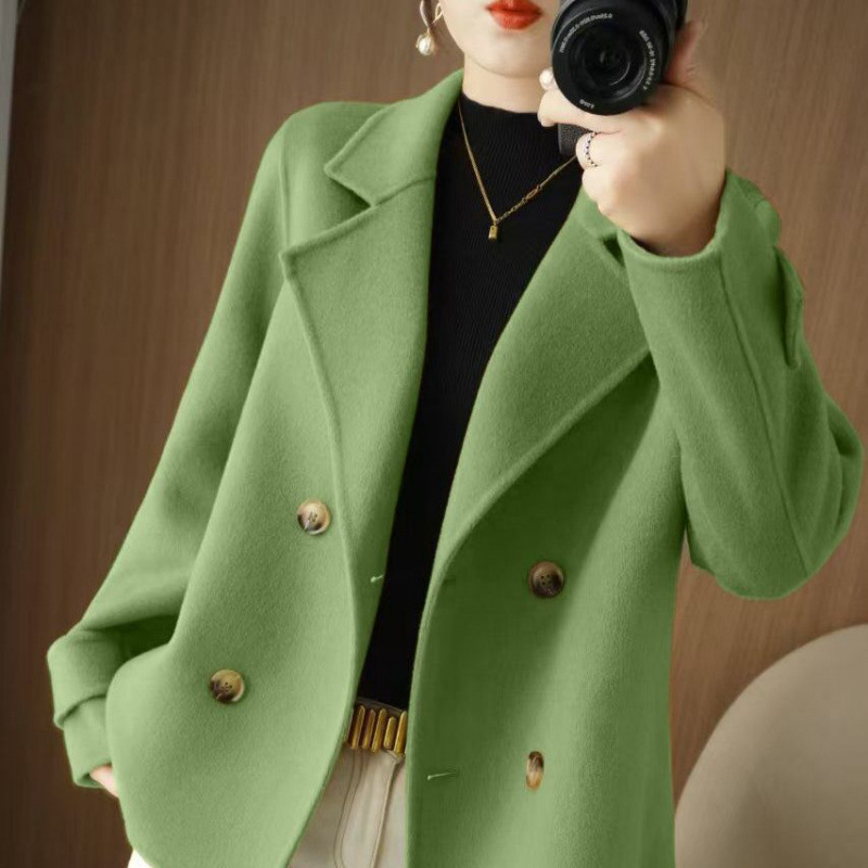 Cropped Green Wool Coat with Gold Accents Cropped Green Wool Coat with Gold Accents — Wool Coat Outfits