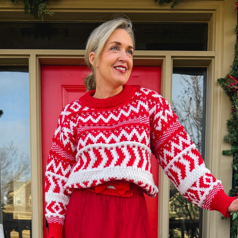Bold Red and White Fair Isle Sweater Bold Red and White Fair Isle Sweater — Fair Isle Sweater Outfits