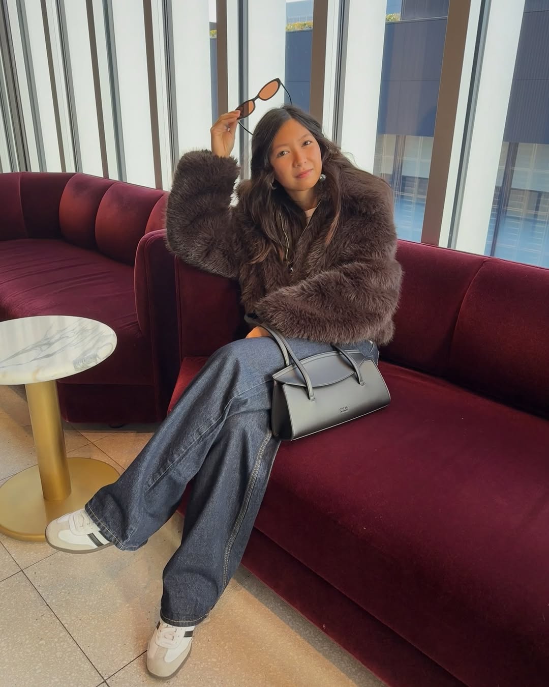 Cozy Faux Fur Jacket with Wide-Leg Jeans — Japan Winter Outfits