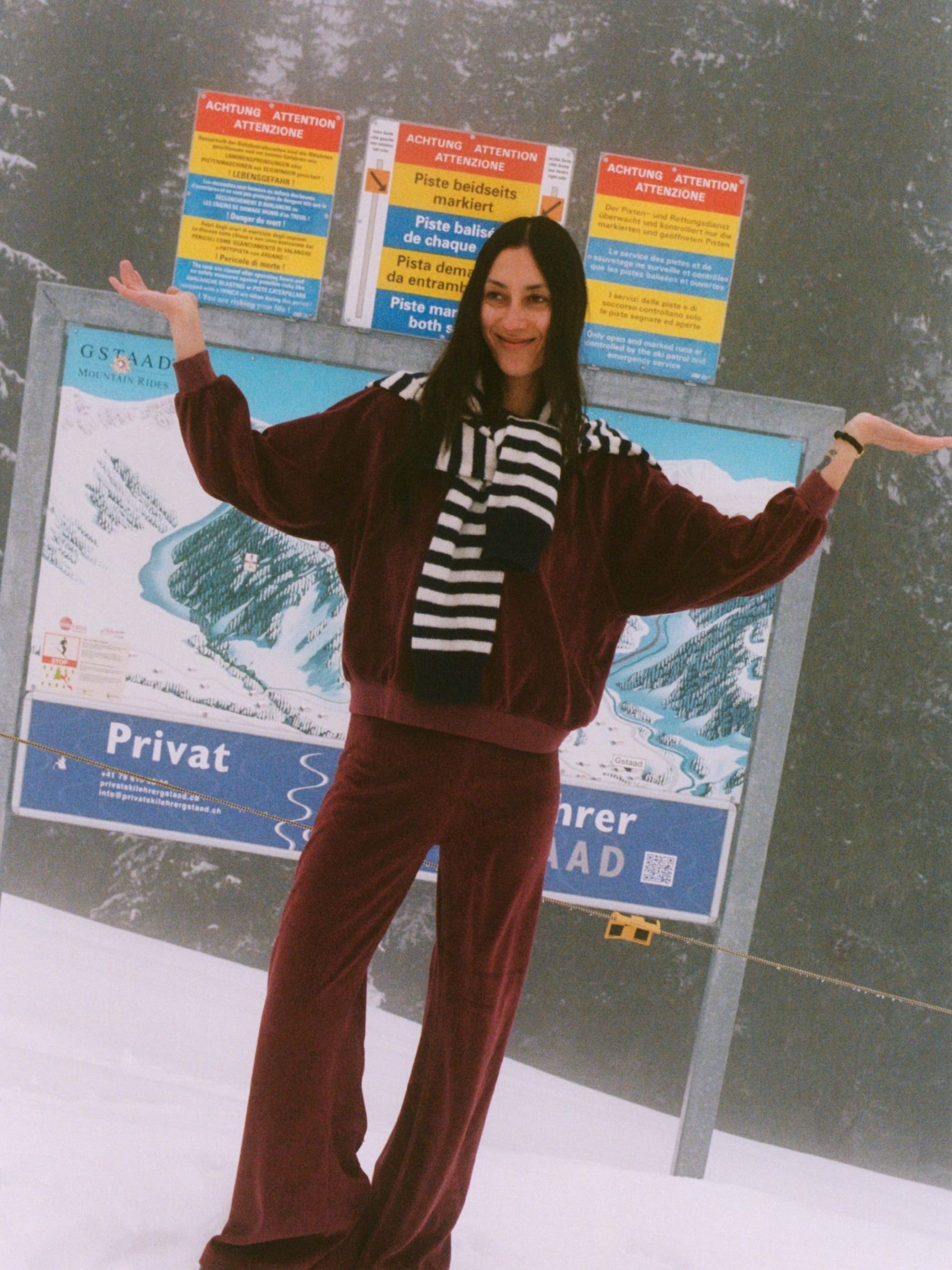 Maroon Velour Tracksuit for Cozy Winter Athleisure — Italy Winter Outfits