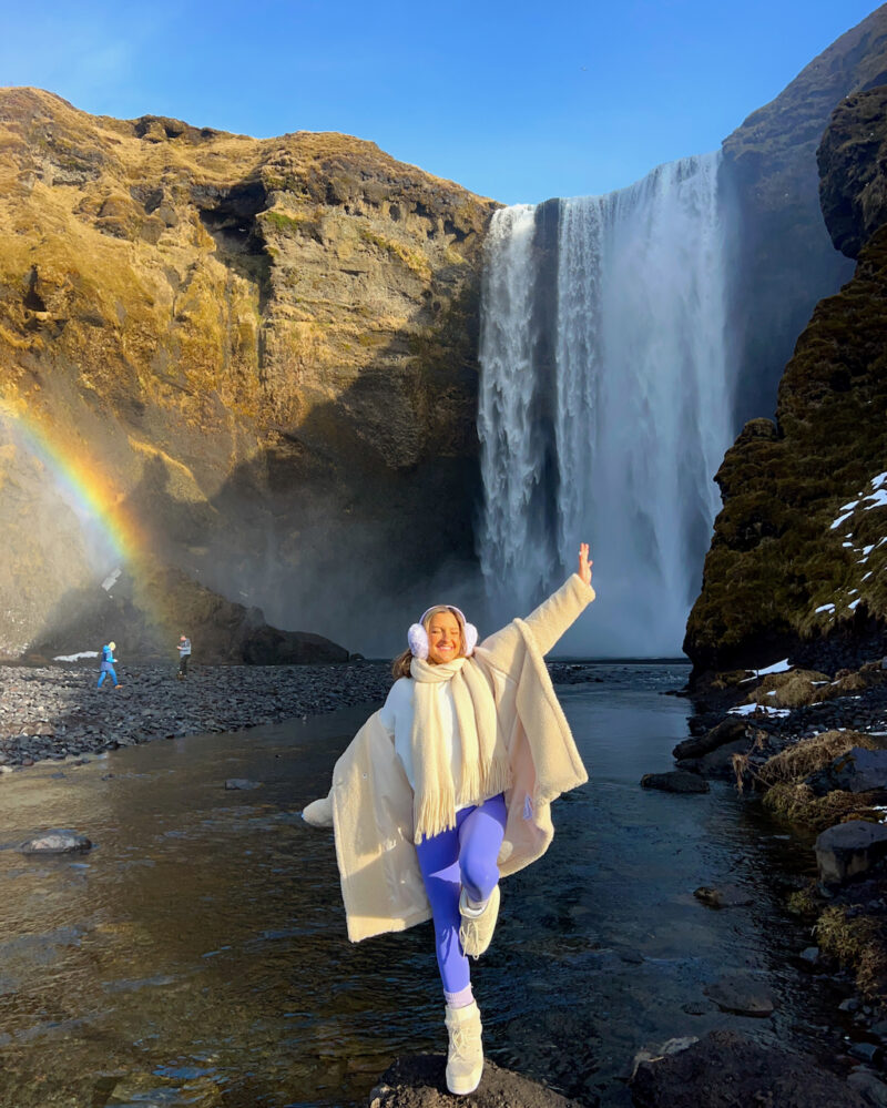 Cozy Knit Poncho Over Base Layer — Iceland Winter Outfits