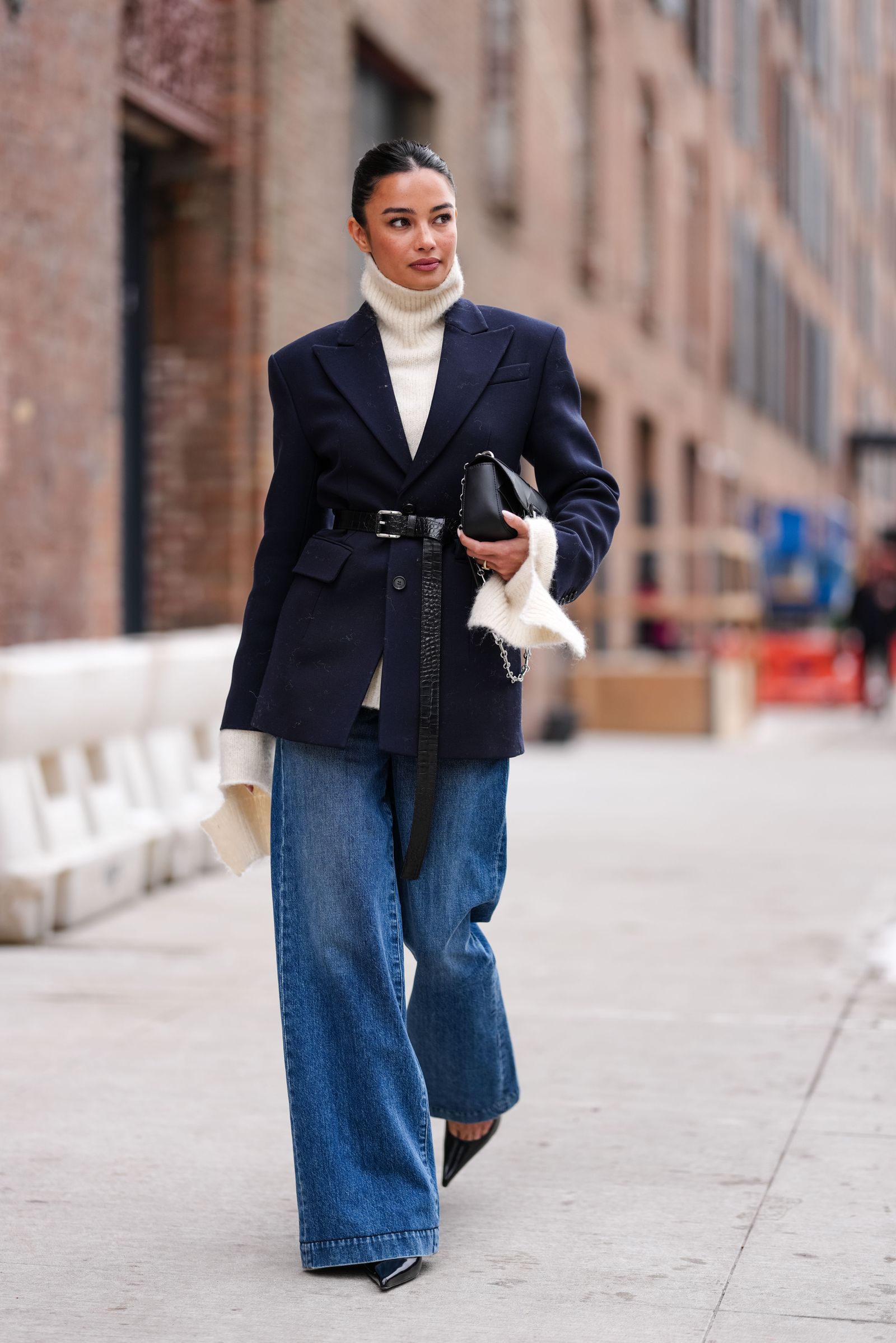 Smart Casual Layering: Cream Turtleneck Under Navy Blazer Smart Casual Layering: Cream Turtleneck Under Navy Blazer — Turtleneck Outfits