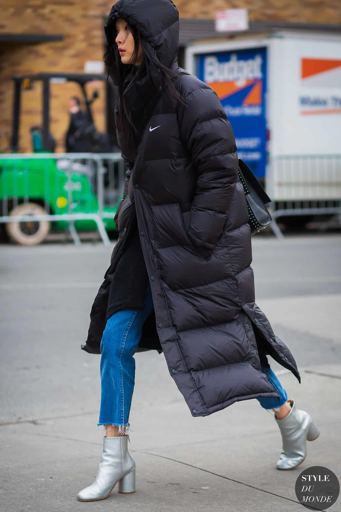Silver Ankle Boots Outfit Idea Silver Ankle Boots Outfit Idea — Long Puffer Coat Outfits