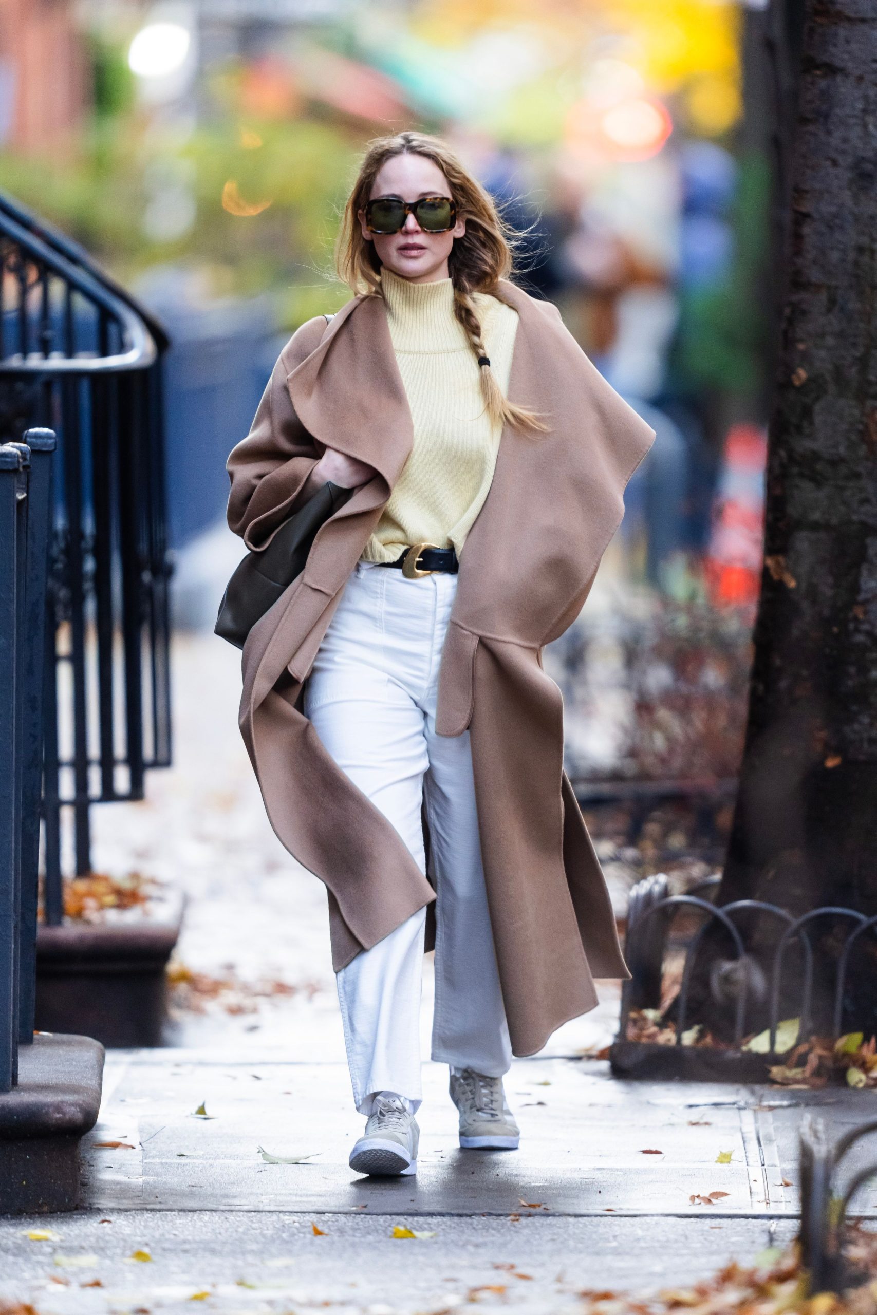 White Sneakers Outfit Idea White Sneakers Outfit Idea — Camel Coat Outfits