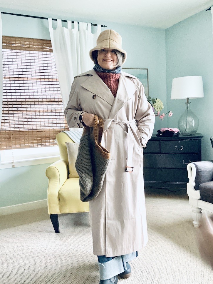 Belted Trench Coat Over Turtleneck and Wide-Leg Jeans for Outdoor Casual — Winter Outfits for Women Over 50
