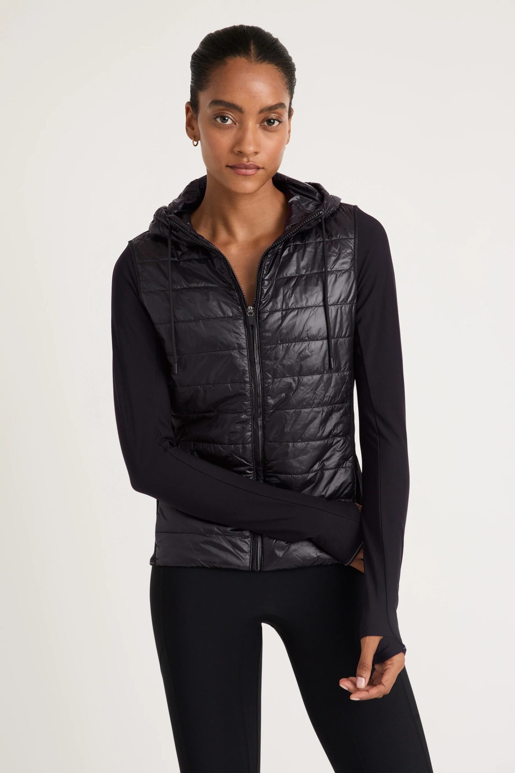 Quilted Puffer Vest for a Monochromatic Workout — Winter Workout Outfits
