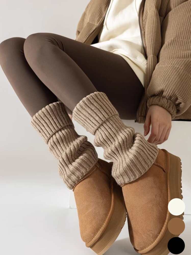 Cozy Autumn Layers: Beige Leg Warmers with Cardigan and Leggings — Leg Warmers Outfits