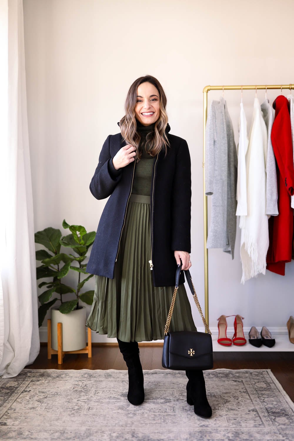 Turtleneck Sweater Midi Skirt Coat Outfit Idea — Winter Work Outfits
