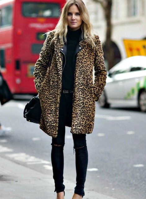 Night Out Edgy Casual Outfit Idea Night Out Edgy Casual Outfit Idea — Leopard Coat Outfits