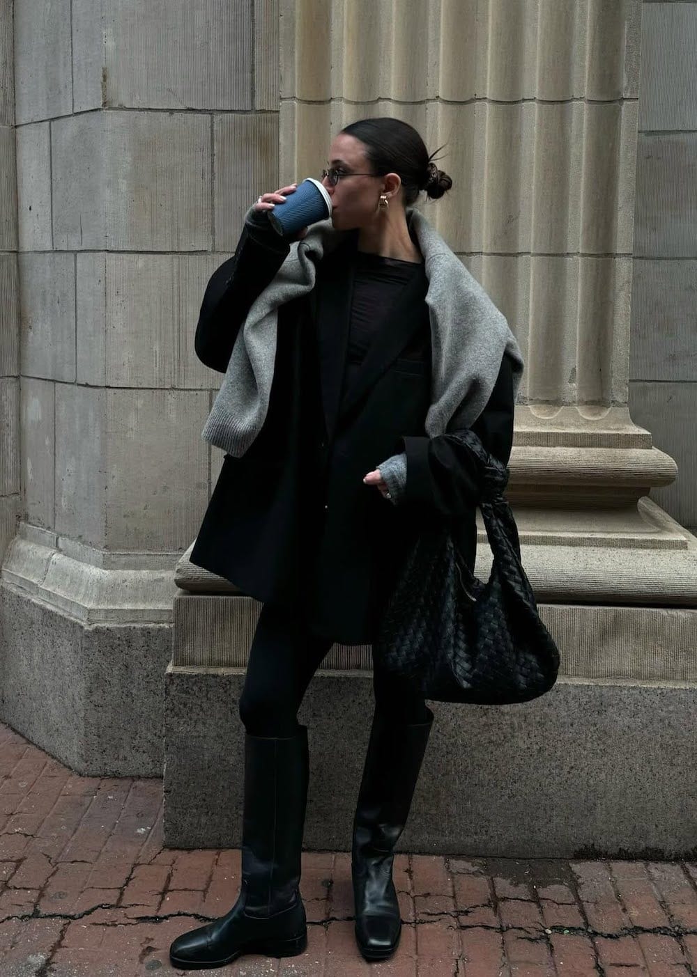 Knee-High Boots with Oversized Blazer — Winter Boots Outfits