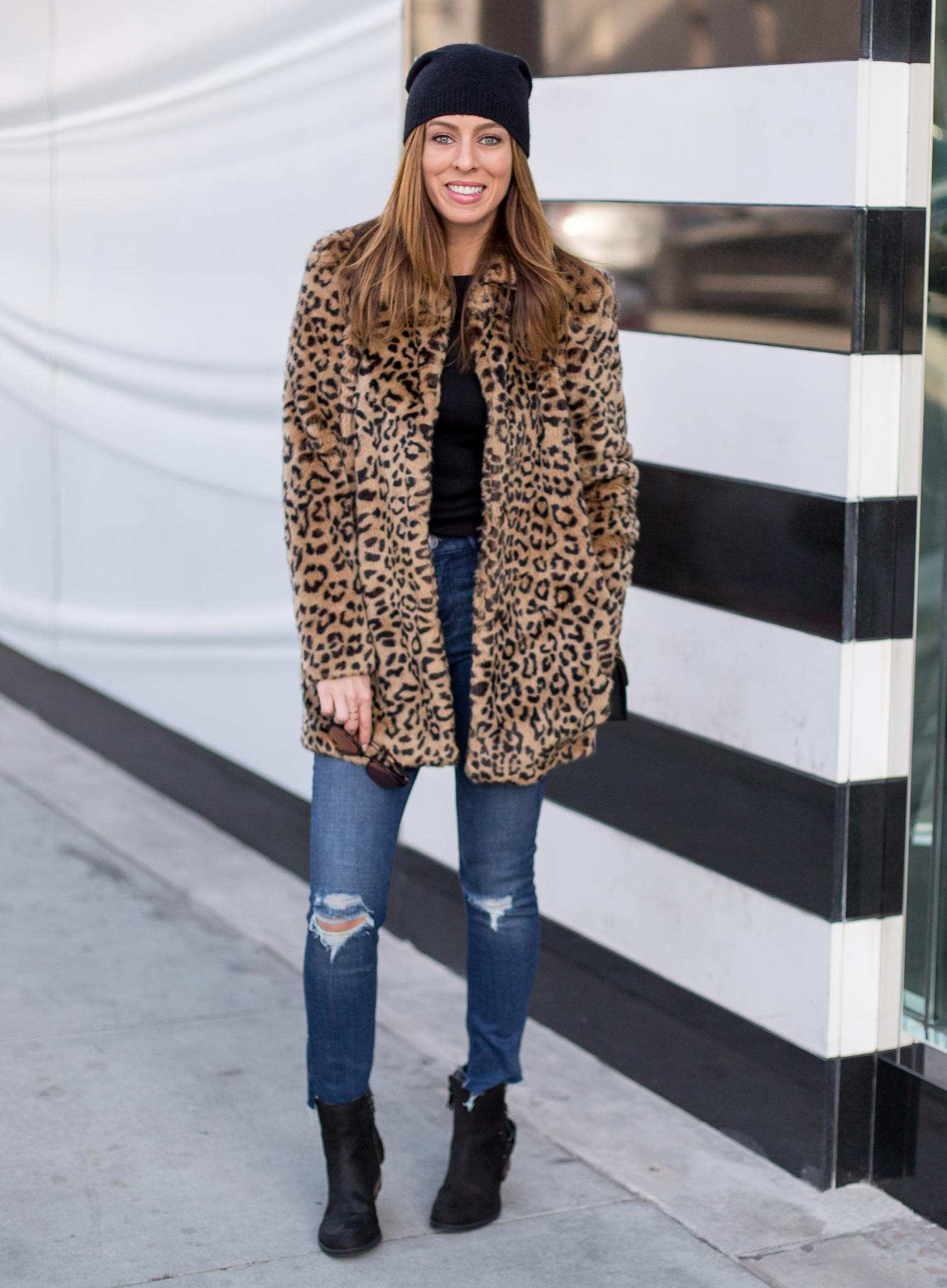 Black Ankle Boots Outfit Idea Black Ankle Boots Outfit Idea — Leopard Coat Outfits