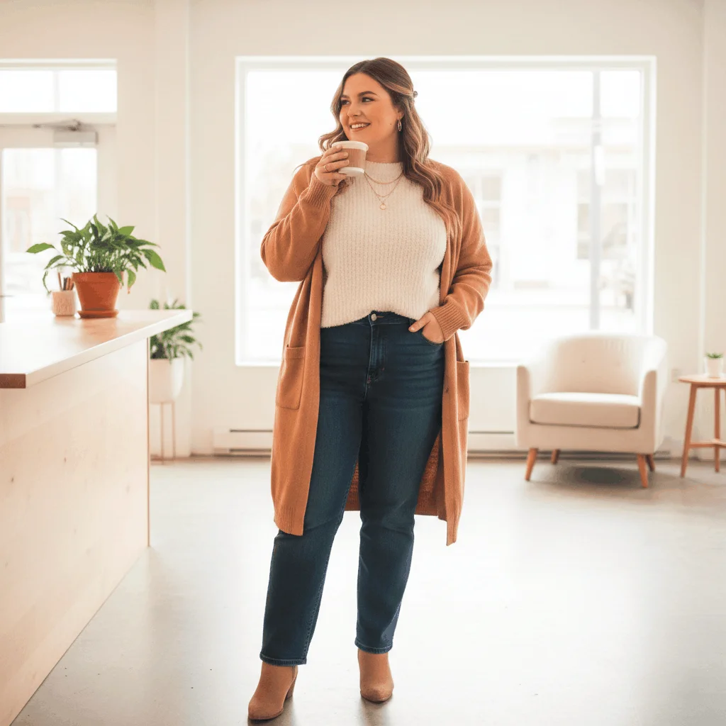Long Knit Cardigan for Effortless Winter Comfort — Winter Outfits for Plus Size Women