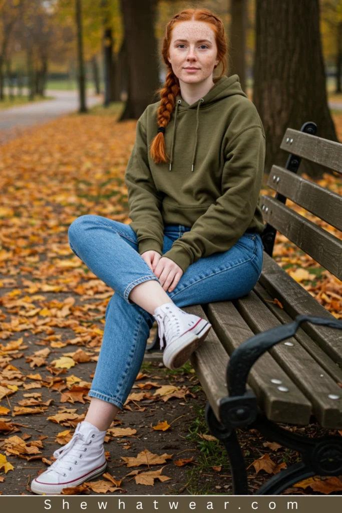 Olive Green Hoodie with Straight Leg Jeans Olive Green Hoodie with Straight Leg Jeans — Hoodie Outfits