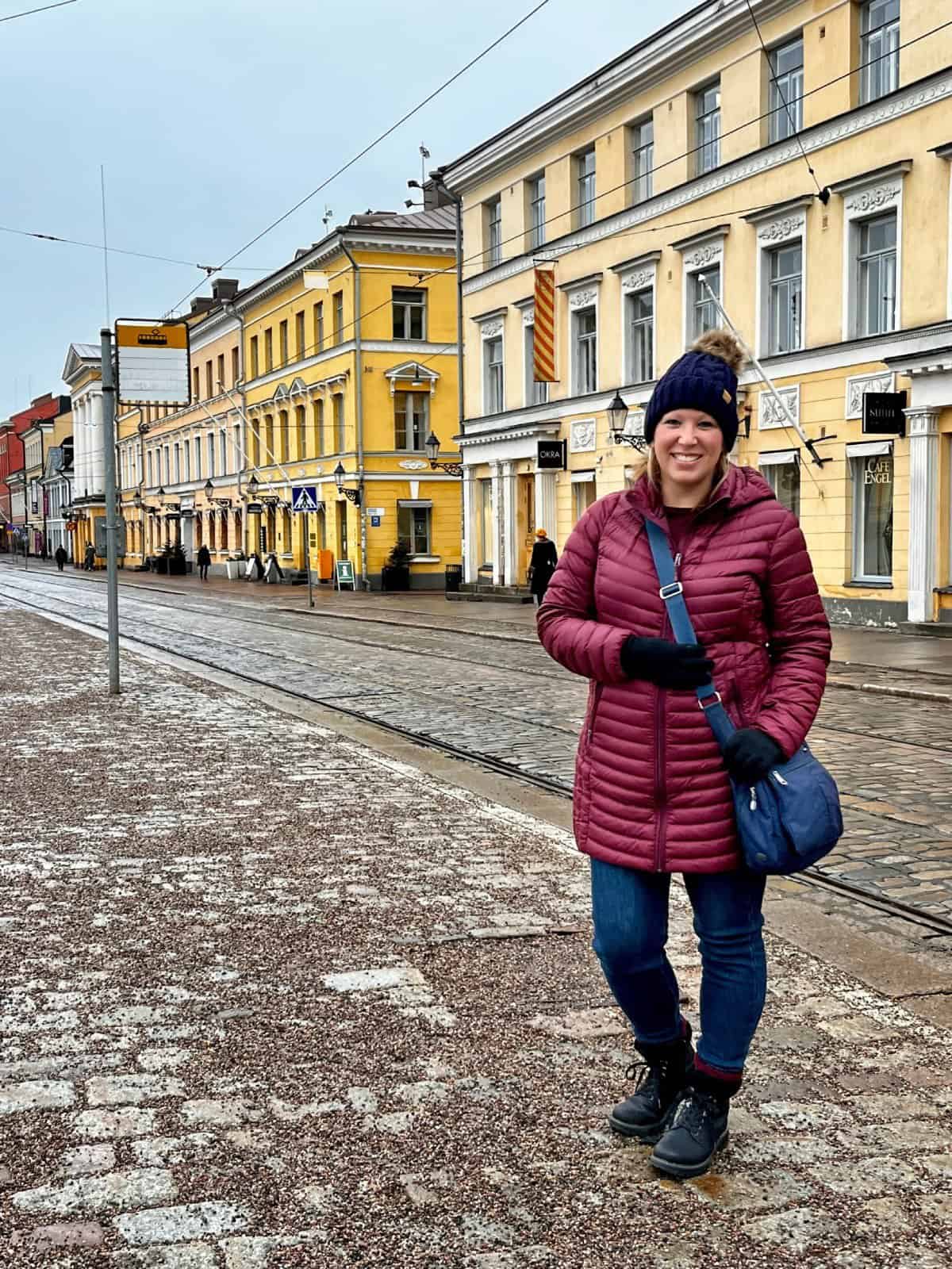 Puffer Power: Burgundy Puffer Coat with Blue Sweater Puffer Power: Burgundy Puffer Coat with Blue Sweater — Winter Travel Outfits