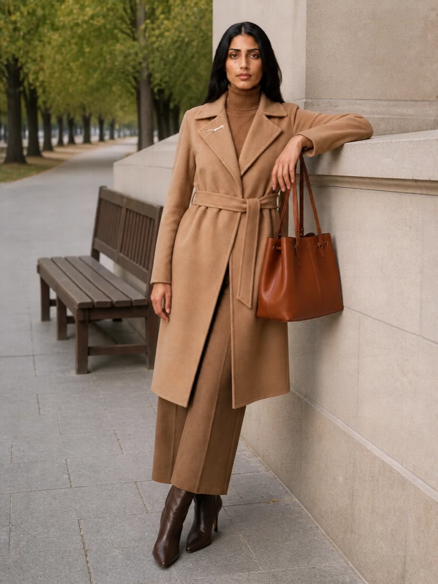 Business Casual Chic Outfit Idea Business Casual Chic Outfit Idea — Camel Coat Outfits