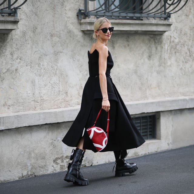Combat Boots with Strapless Midi Dress Combat Boots with Strapless Midi Dress — Combat Boots Outfits