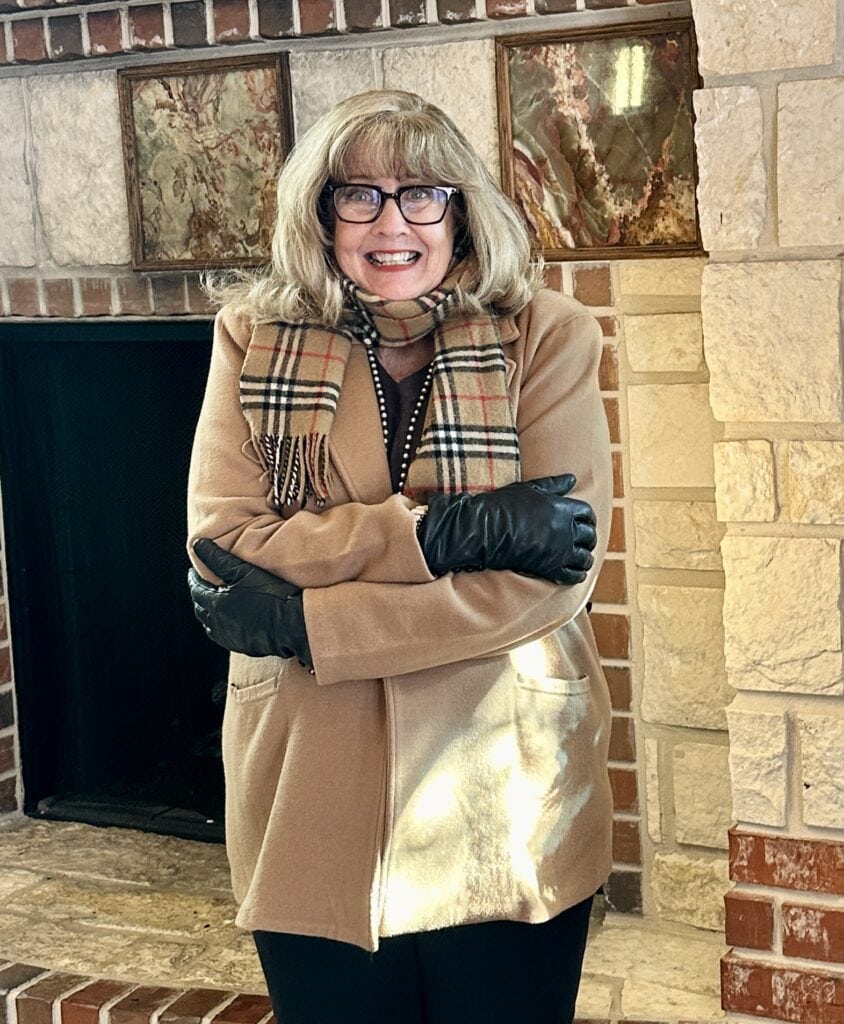 Camel Coat and Plaid Scarf for Classic Winter Appeal — Winter Outfits for Women Over 50