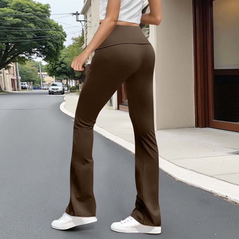 Earthy Tones: Brown Flare Leggings for Casual Wear Flare Leggings Outfits