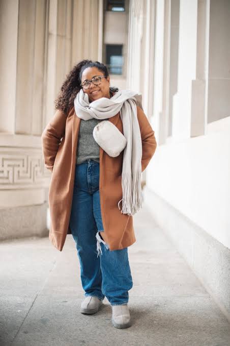 Long Coat and Scarf with Grey Slippers — Ugg Slippers Outfits
