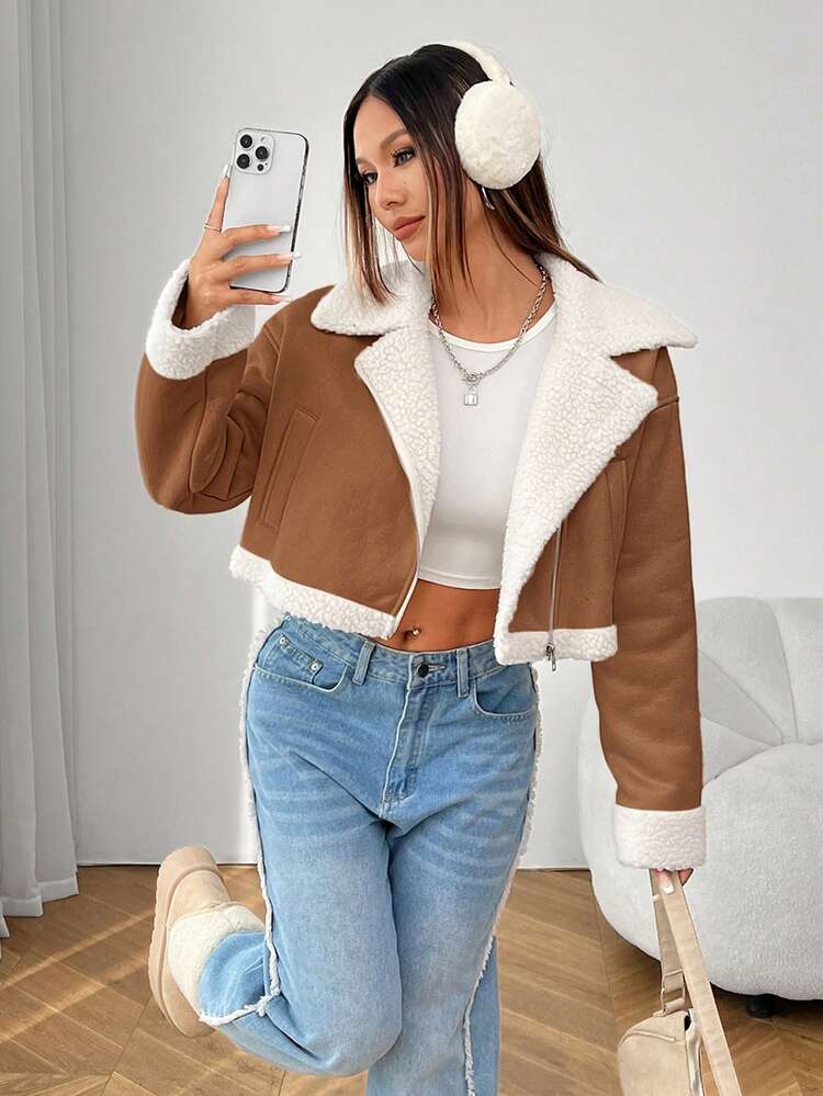 Cropped Shearling Jacket for Petite Frame Cropped Shearling Jacket for Petite Frame — Winter Outfits for Petite Women