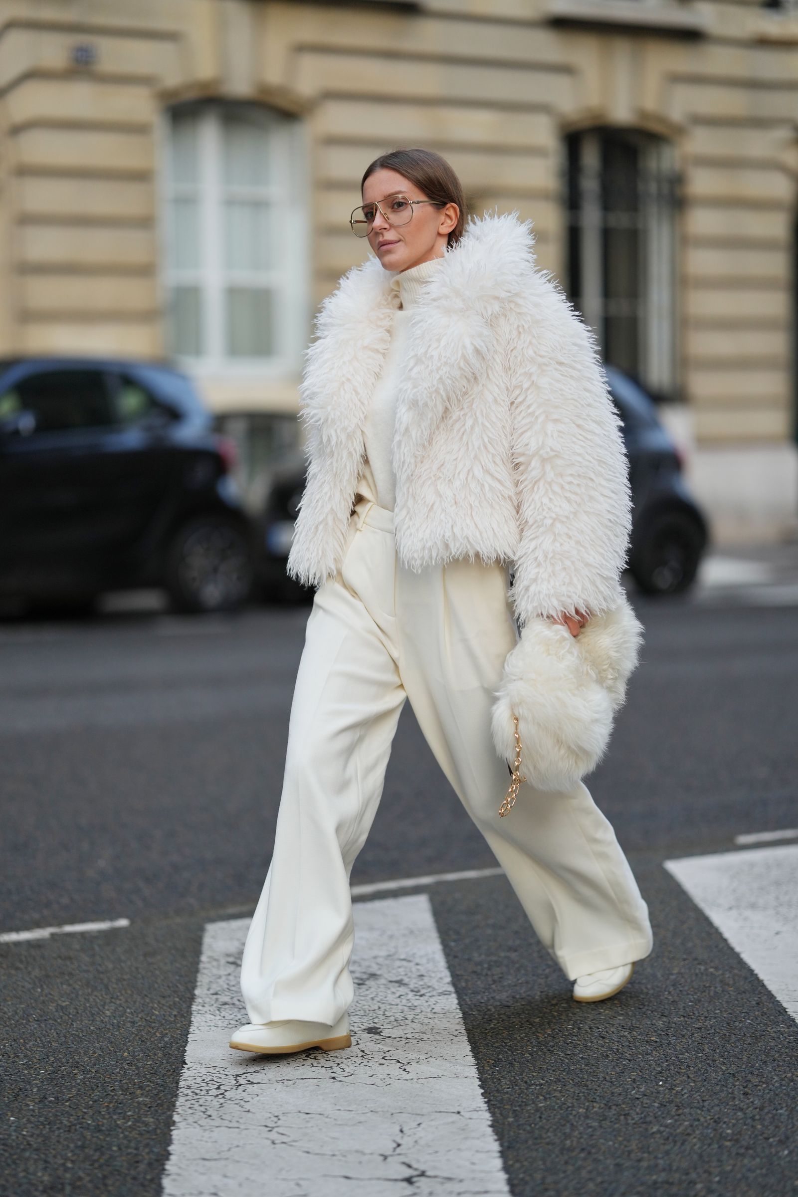 Chic Monochromatic White Ensemble — Warm Winter Outfits