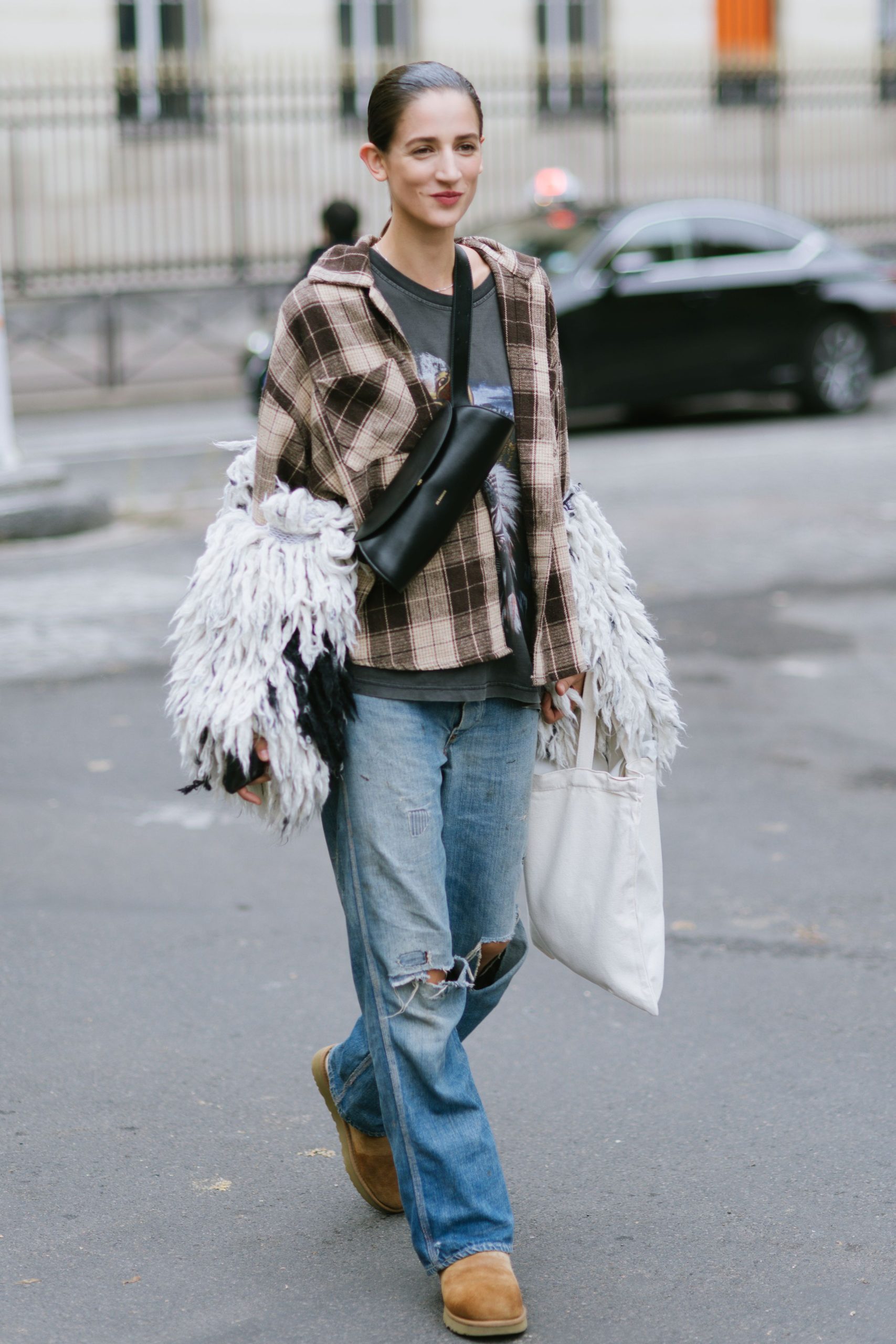 Plaid Mini Skirt and Fishnets with Tall Platform Boots — Grunge Winter Outfits