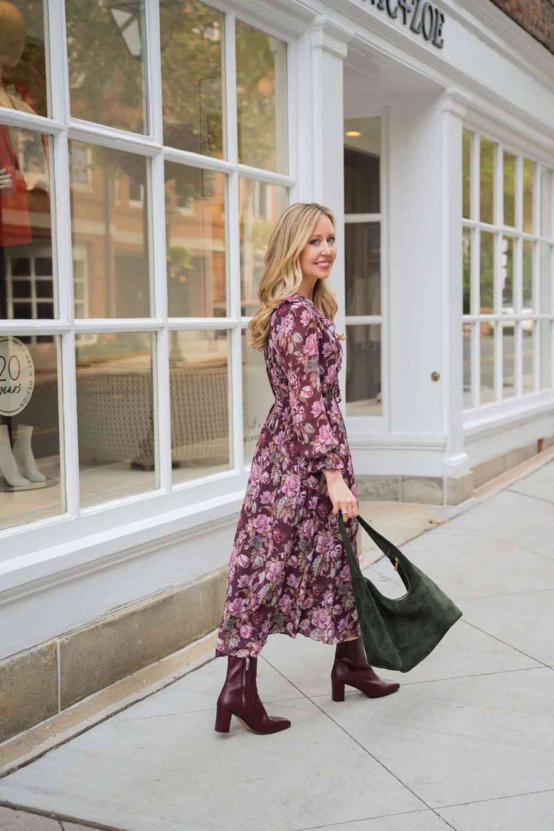 Unexpected Floral: Midi Dress for Winter Dinner Unexpected Floral: Midi Dress for Winter Dinner — Winter Dinner Outfits