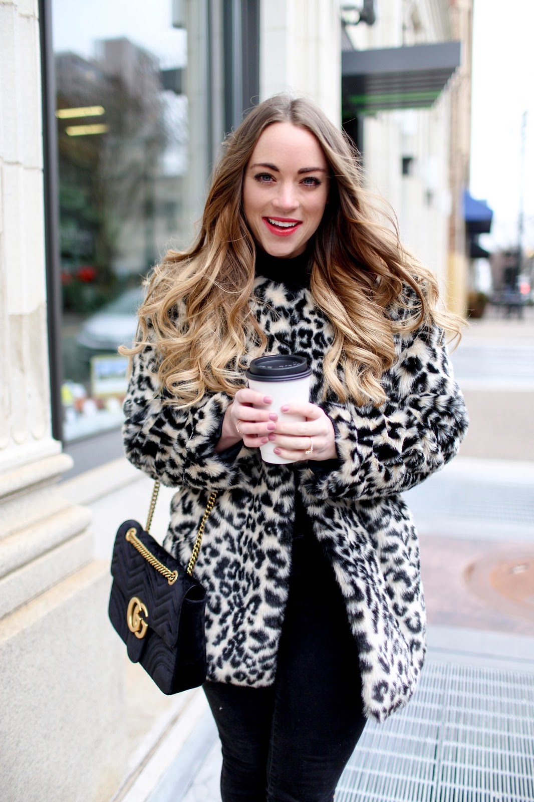 Textural Leopard Coat with Minimalist Black Textural Leopard Coat with Minimalist Black — Leopard Coat Outfits