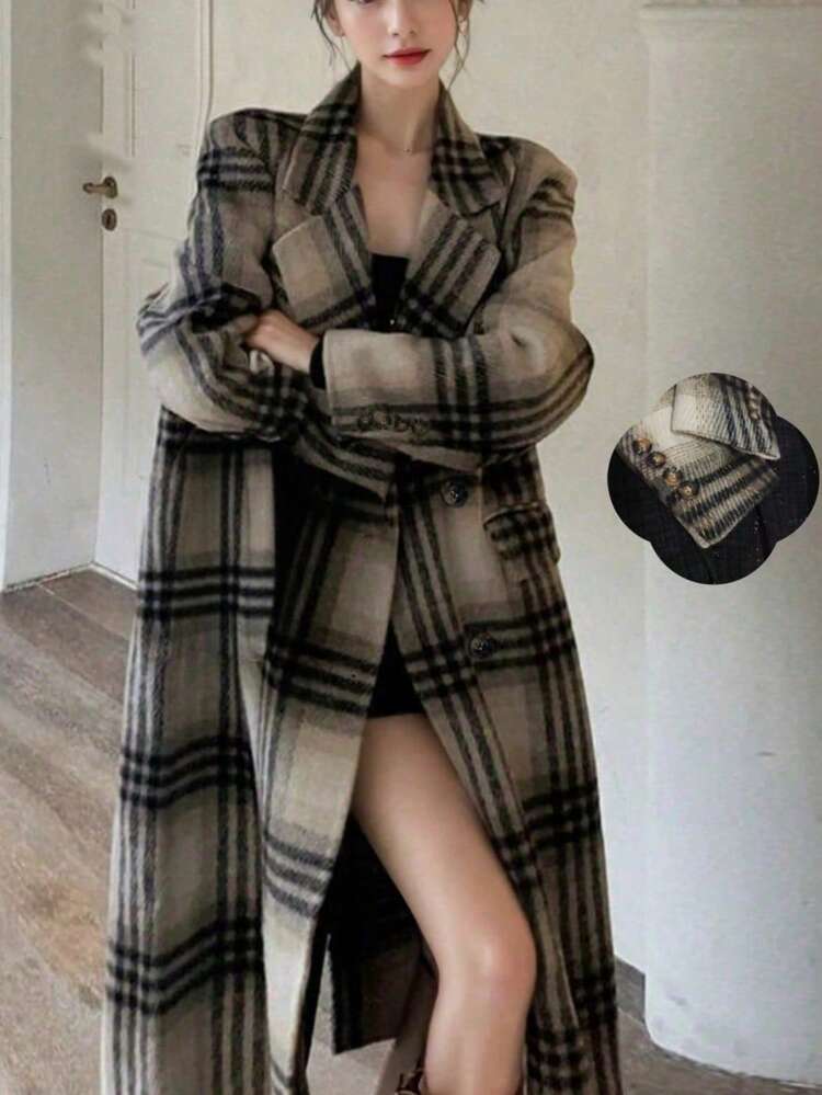 Casual Plaid Wool Coat with Bold Pattern Casual Plaid Wool Coat with Bold Pattern — Wool Coat Outfits